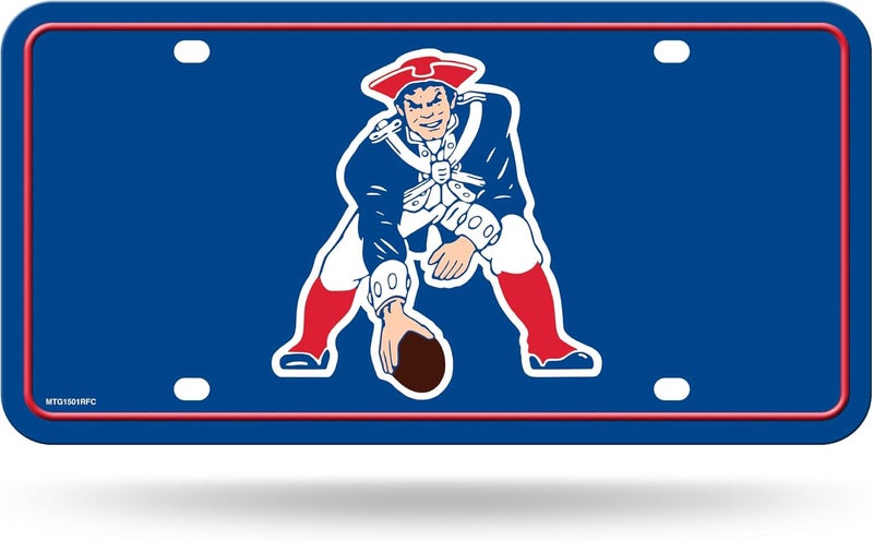 NFL Football New England Patriots Retro Logo Metal Auto Tag 6" x 12" - Great for Truck/Car/SUV